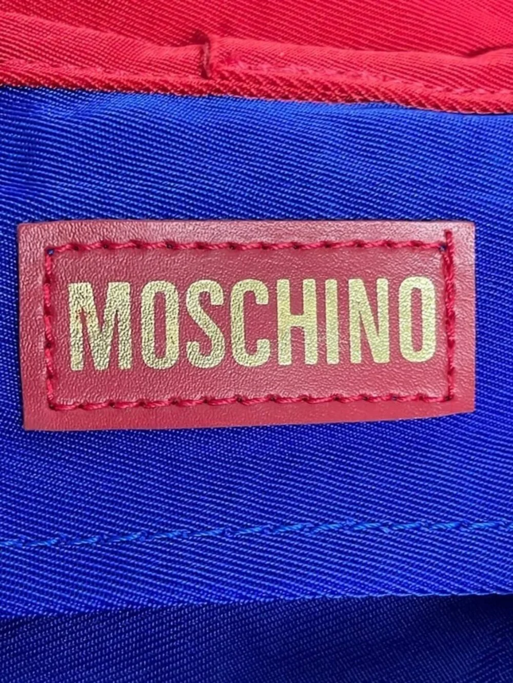 MOSCHINO Navy Red Multi Nylon Leather Backpack